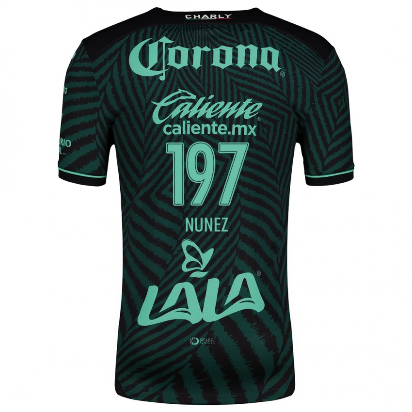 Niño Camiseta Kevin Núñez #197 Verde Negro 2ª Equipación 2024/25 La Camisa Argentina