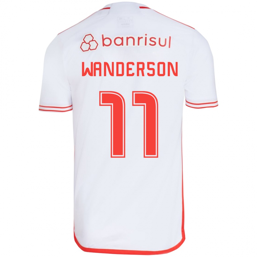 Niño Camiseta Wanderson #11 Blanco Rojo 2ª Equipación 2024/25 La Camisa Argentina