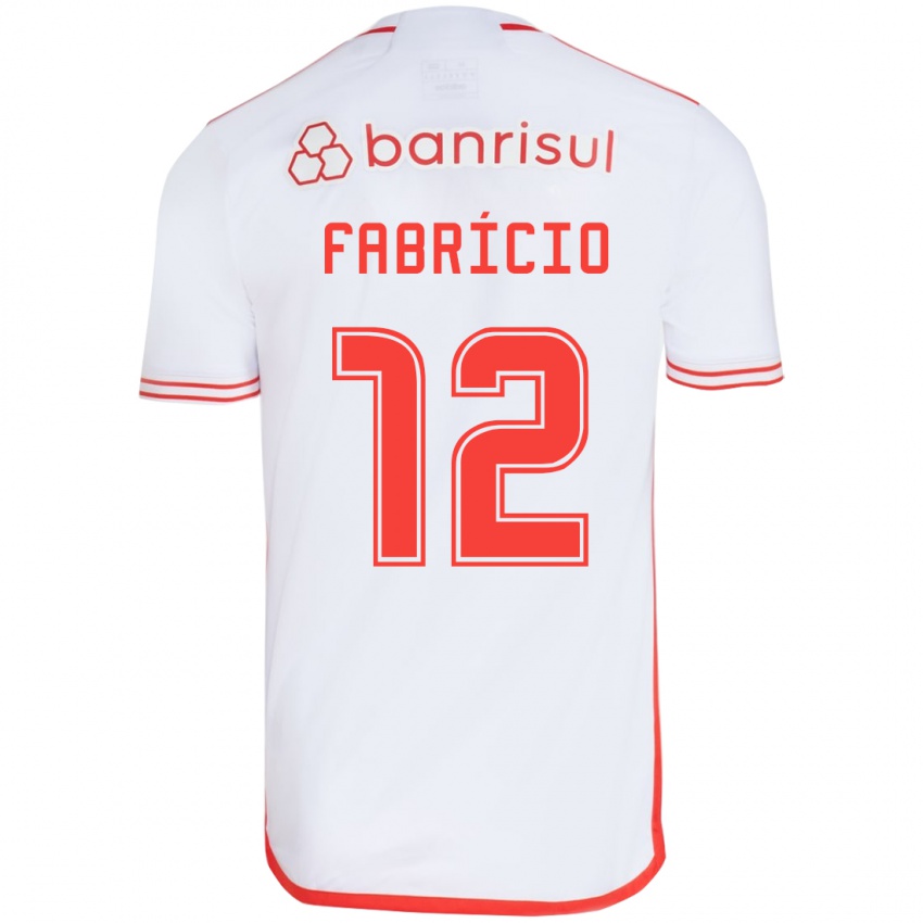 Niño Camiseta Fabrício #12 Blanco Rojo 2ª Equipación 2024/25 La Camisa Argentina