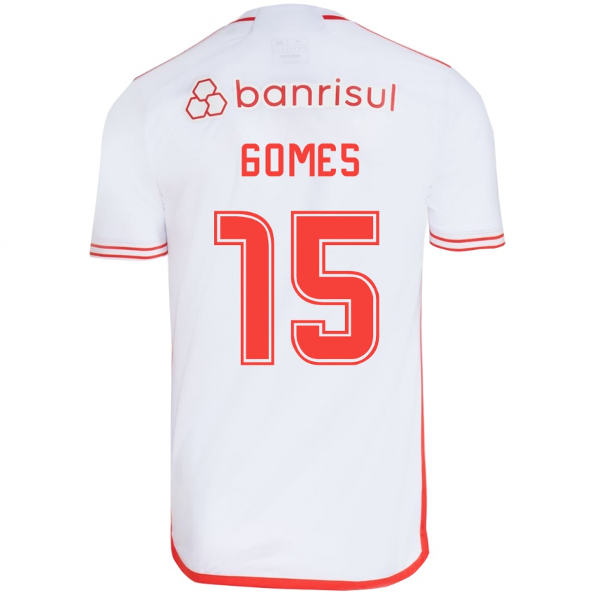 Niño Camiseta Bruno Gomes #15 Blanco Rojo 2ª Equipación 2024/25 La Camisa Argentina