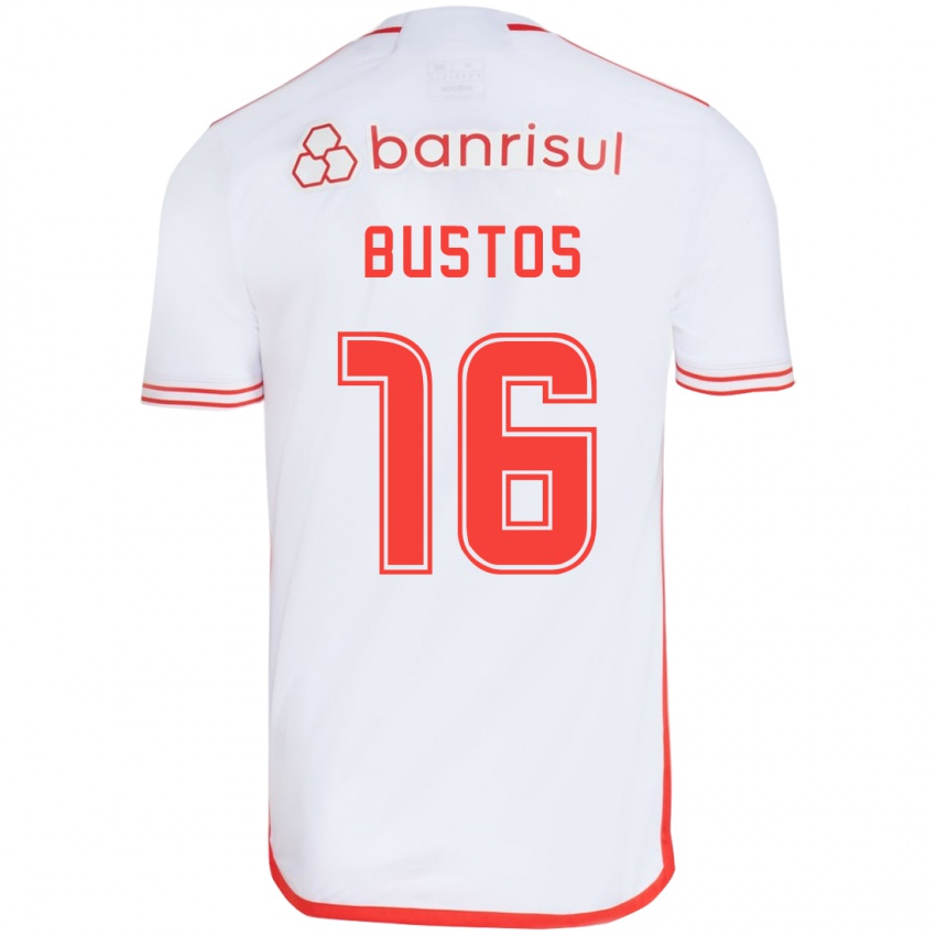 Niño Camiseta Fabricio Bustos #16 Blanco Rojo 2ª Equipación 2024/25 La Camisa Argentina