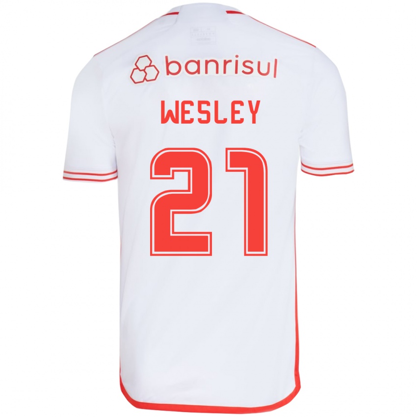 Niño Camiseta Wesley #21 Blanco Rojo 2ª Equipación 2024/25 La Camisa Argentina