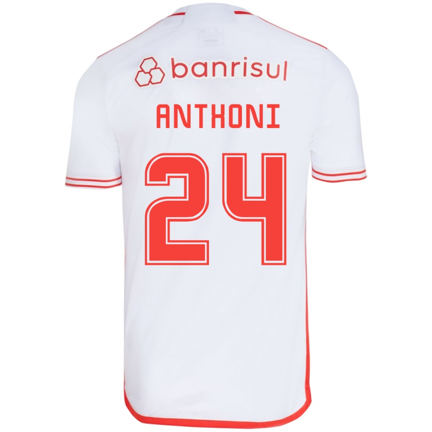 Niño Camiseta Anthoni #24 Blanco Rojo 2ª Equipación 2024/25 La Camisa Argentina