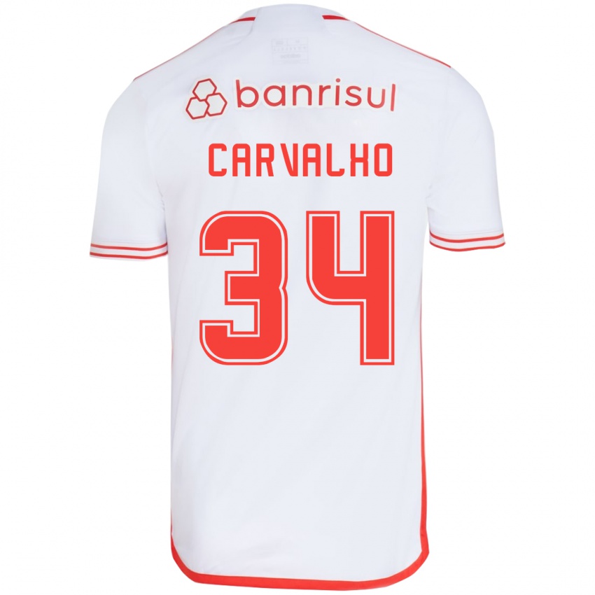 Niño Camiseta Gabriel Carvalho #34 Blanco Rojo 2ª Equipación 2024/25 La Camisa Argentina