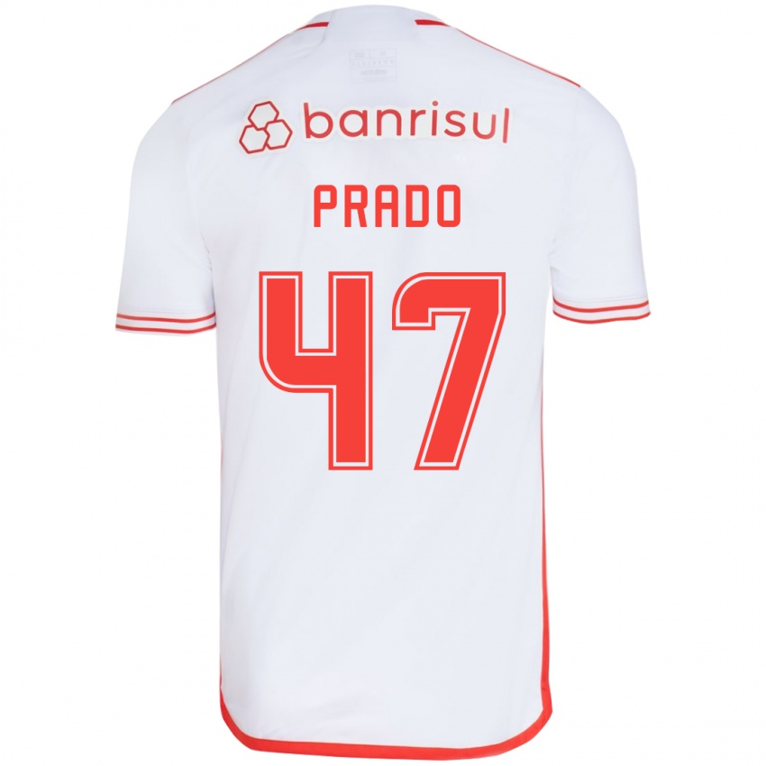 Niño Camiseta Gustavo Prado #47 Blanco Rojo 2ª Equipación 2024/25 La Camisa Argentina