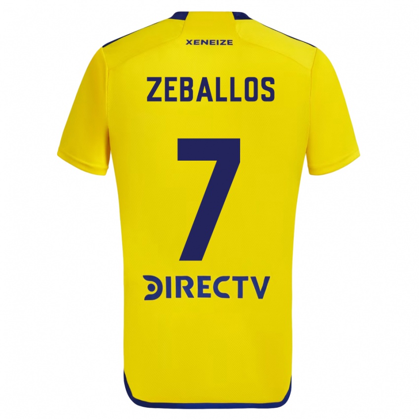 Niño Camiseta Exequiel Zeballos #7 Amarillo Azul 2ª Equipación 2024/25 La Camisa Argentina