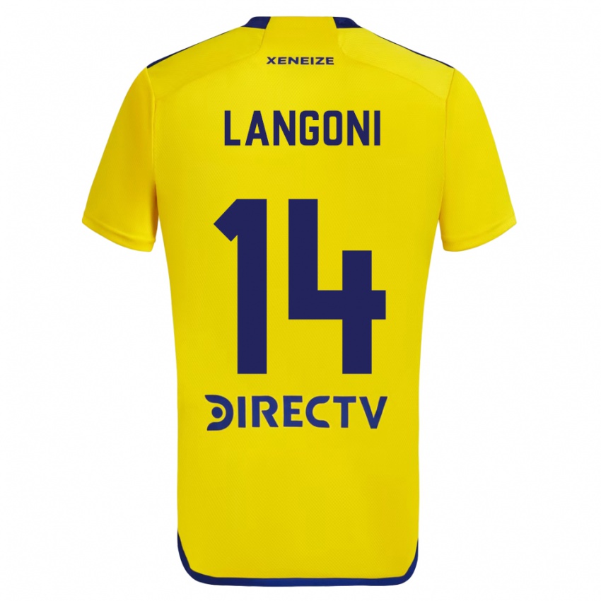 Niño Camiseta Luca Langoni #14 Amarillo Azul 2ª Equipación 2024/25 La Camisa Argentina