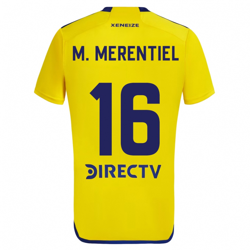 Niño Camiseta Miguel Merentiel #16 Amarillo Azul 2ª Equipación 2024/25 La Camisa Argentina