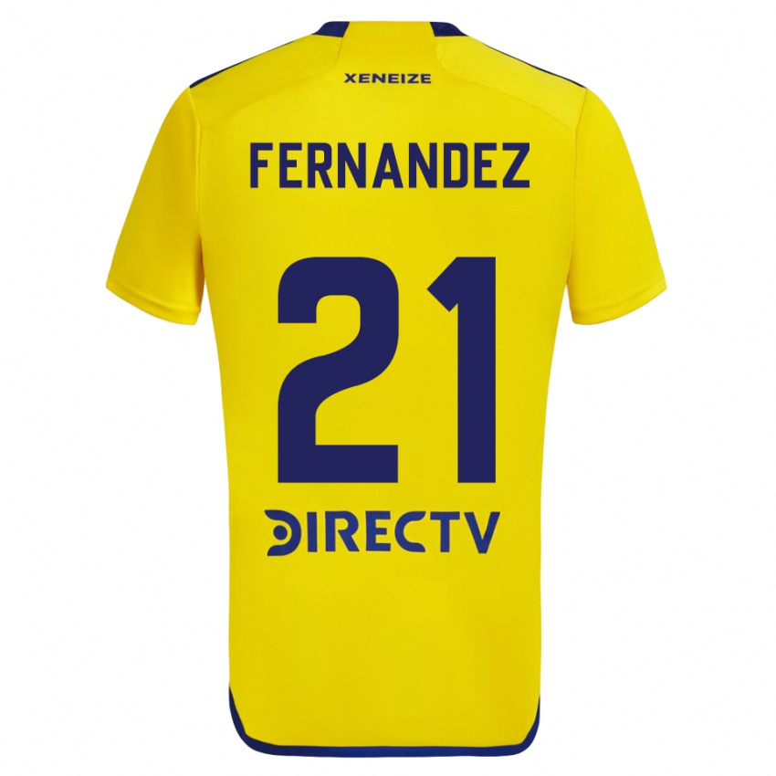 Niño Camiseta Ezequiel Fernandez #21 Amarillo Azul 2ª Equipación 2024/25 La Camisa Argentina