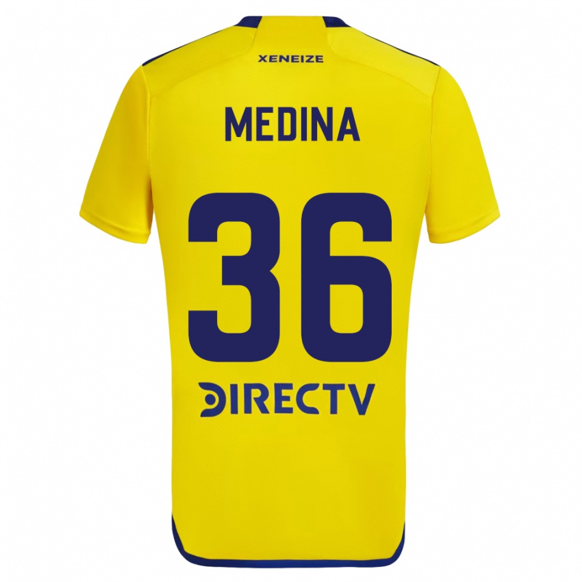 Niño Camiseta Cristian Medina #36 Amarillo Azul 2ª Equipación 2024/25 La Camisa Argentina