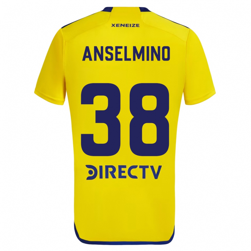 Niño Camiseta Aarón Anselmino #38 Amarillo Azul 2ª Equipación 2024/25 La Camisa Argentina