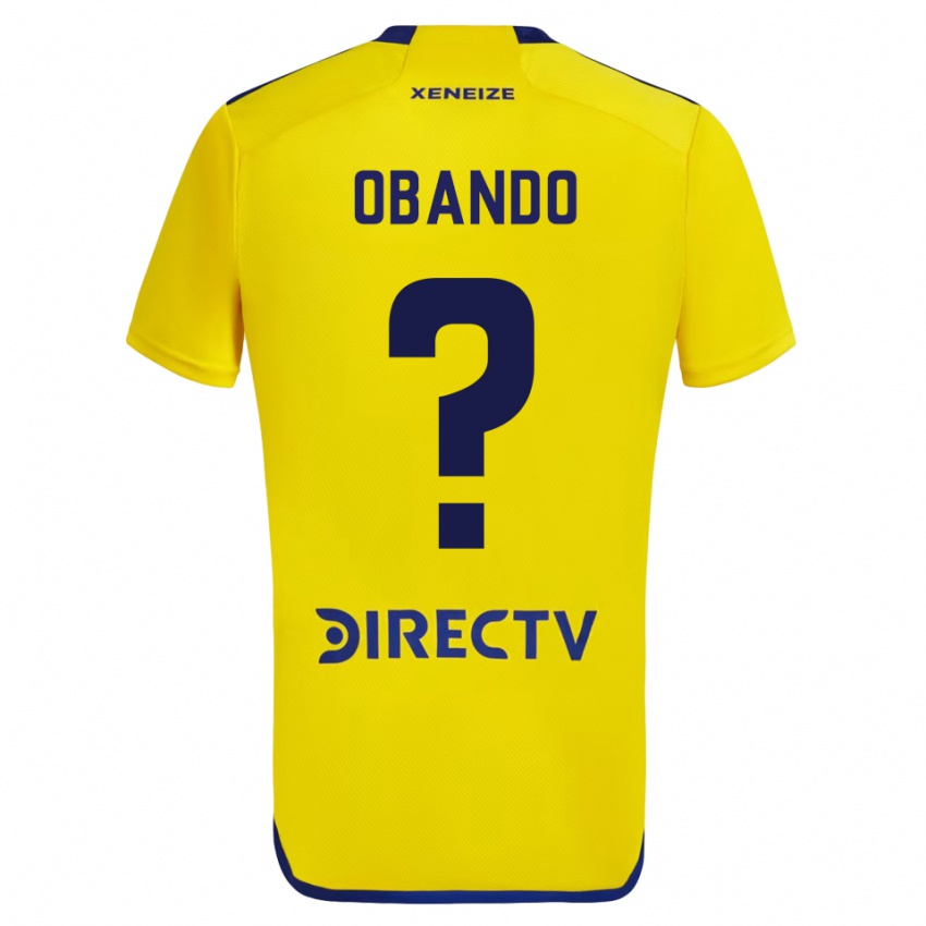 Niño Camiseta Agustin Obando #0 Amarillo Azul 2ª Equipación 2024/25 La Camisa Argentina