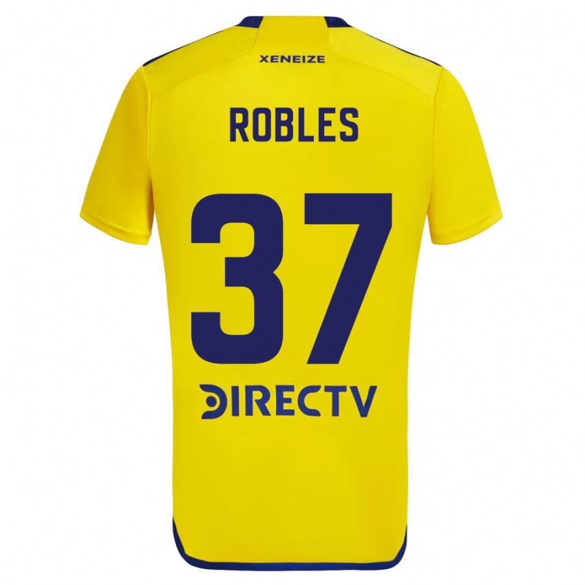 Niño Camiseta Sebastián Díaz Robles #37 Amarillo Azul 2ª Equipación 2024/25 La Camisa Argentina