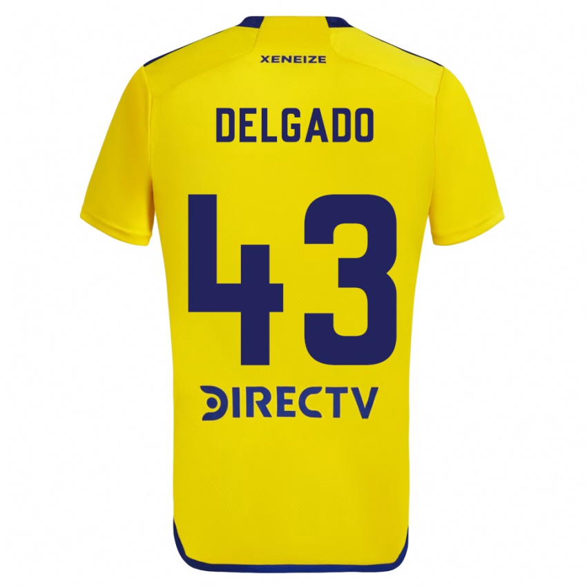 Niño Camiseta Milton Delgado #43 Amarillo Azul 2ª Equipación 2024/25 La Camisa Argentina