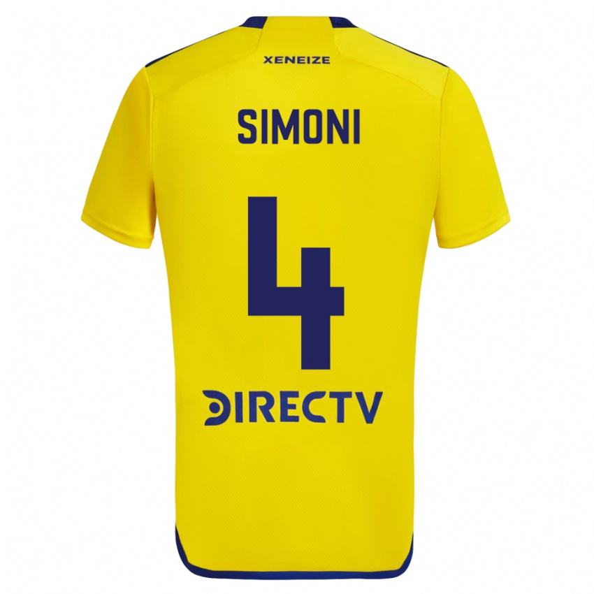 Niño Camiseta Tiago Simoni #4 Amarillo Azul 2ª Equipación 2024/25 La Camisa Argentina