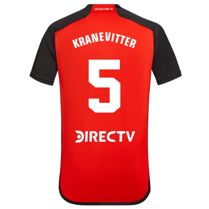 Niño Camiseta Matías Kranevitter #5 Rojo Negro Blanco 2ª Equipación 2024/25 La Camisa Argentina