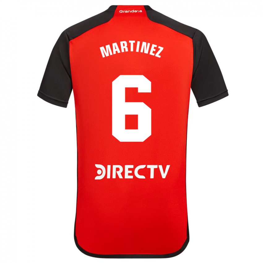 Niño Camiseta David Martinez #6 Rojo Negro Blanco 2ª Equipación 2024/25 La Camisa Argentina