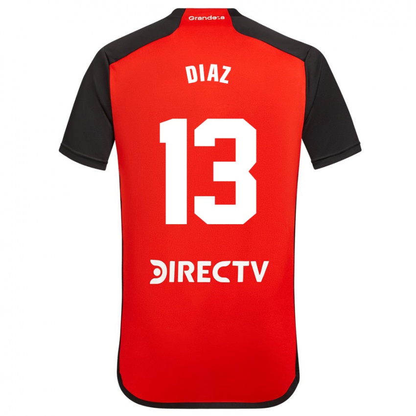 Niño Camiseta Enzo Díaz #13 Rojo Negro Blanco 2ª Equipación 2024/25 La Camisa Argentina