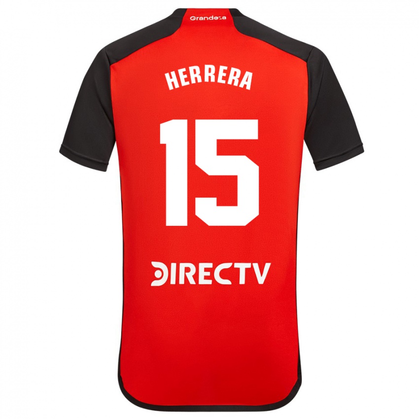 Niño Camiseta Andrés Herrera #15 Rojo Negro Blanco 2ª Equipación 2024/25 La Camisa Argentina