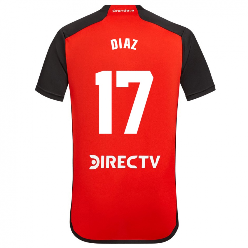 Niño Camiseta Paulo Diaz #17 Rojo Negro Blanco 2ª Equipación 2024/25 La Camisa Argentina