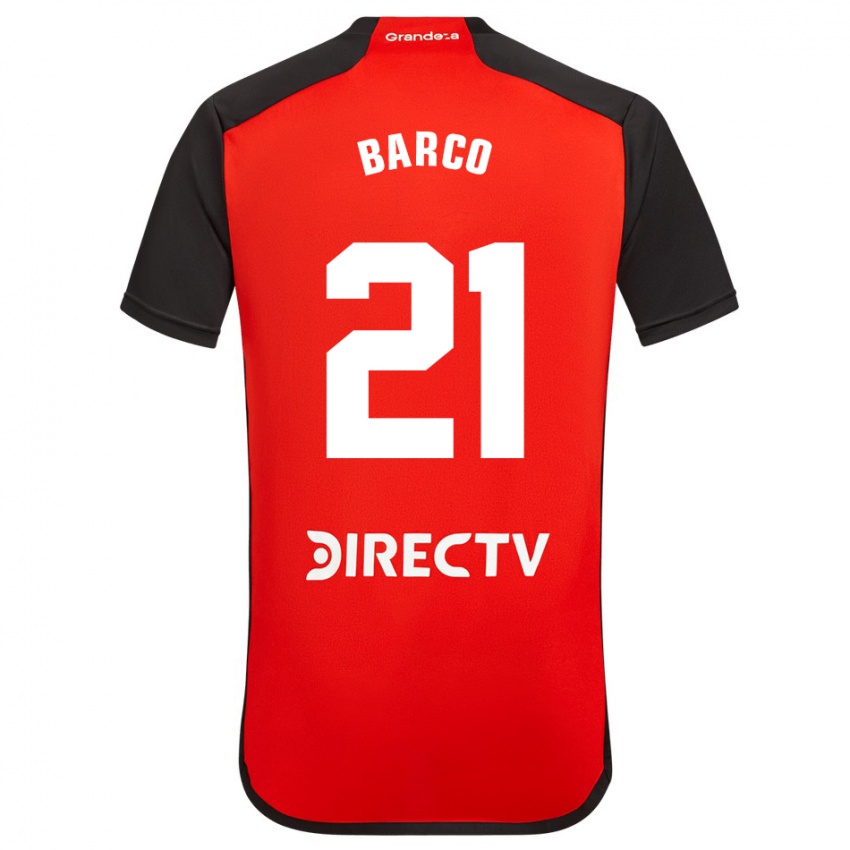 Niño Camiseta Esequiel Barco #21 Rojo Negro Blanco 2ª Equipación 2024/25 La Camisa Argentina