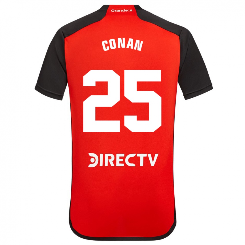 Niño Camiseta Conan Ledesma #25 Rojo Negro Blanco 2ª Equipación 2024/25 La Camisa Argentina