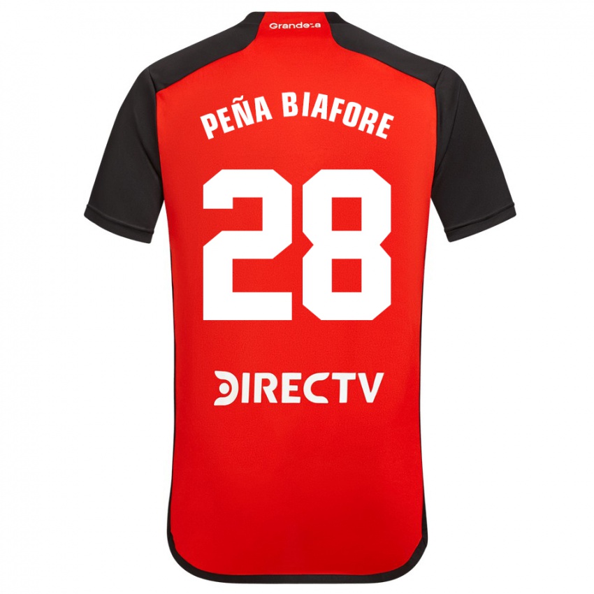 Niño Camiseta Felipe Pena Biafore #28 Rojo Negro Blanco 2ª Equipación 2024/25 La Camisa Argentina