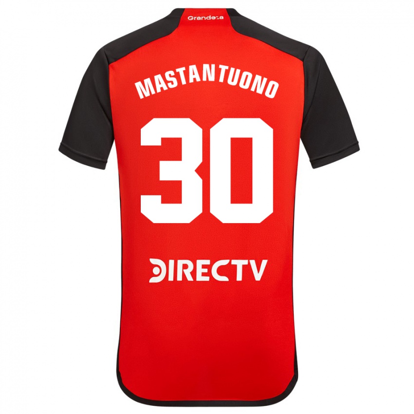 Niño Camiseta Franco Mastantuono #30 Rojo Negro Blanco 2ª Equipación 2024/25 La Camisa Argentina