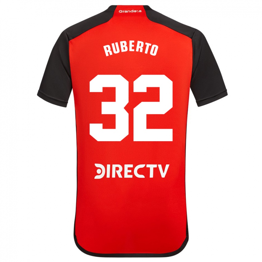 Niño Camiseta Agustín Ruberto #32 Rojo Negro Blanco 2ª Equipación 2024/25 La Camisa Argentina