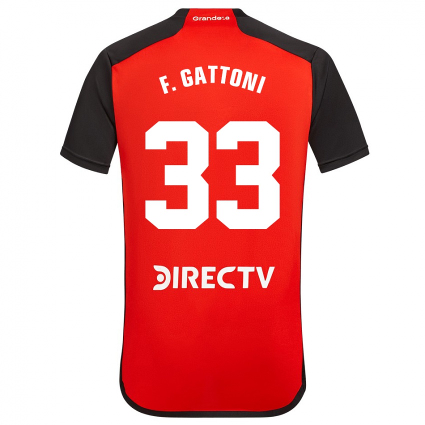 Niño Camiseta Federico Gattoni #33 Rojo Negro Blanco 2ª Equipación 2024/25 La Camisa Argentina