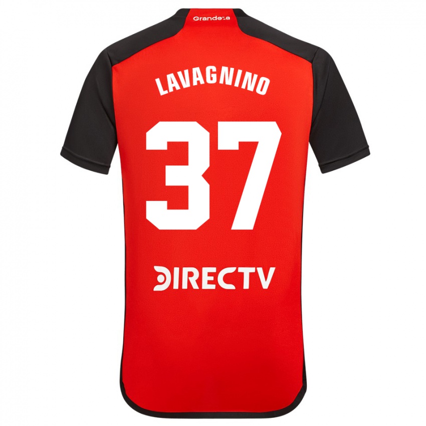 Niño Camiseta Lucas Lavagnino #37 Rojo Negro Blanco 2ª Equipación 2024/25 La Camisa Argentina