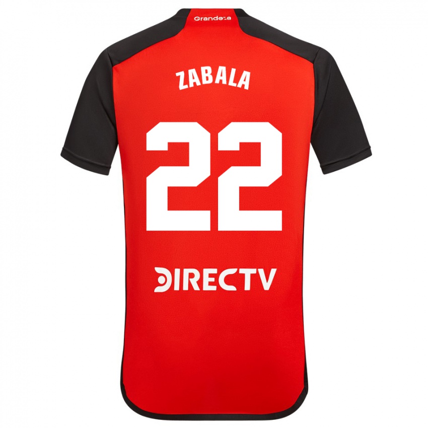 Niño Camiseta Daniel Zabala #22 Rojo Negro Blanco 2ª Equipación 2024/25 La Camisa Argentina