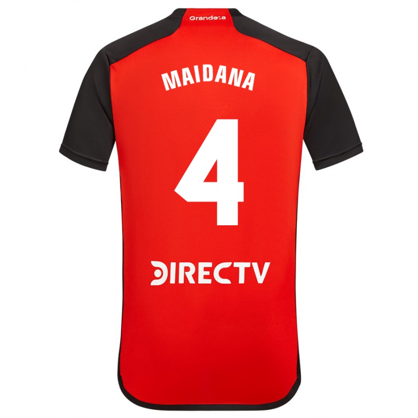 Niño Camiseta Jonatan Maidana #4 Rojo Negro Blanco 2ª Equipación 2024/25 La Camisa Argentina