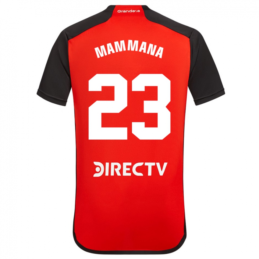 Niño Camiseta Emanuel Mammana #23 Rojo Negro Blanco 2ª Equipación 2024/25 La Camisa Argentina