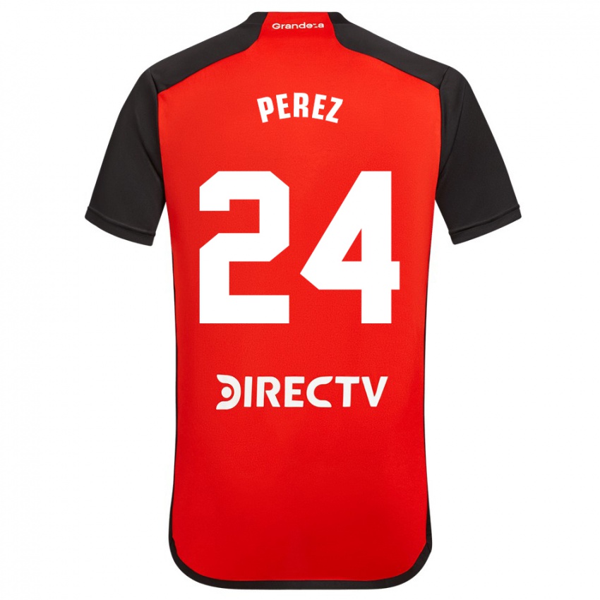 Niño Camiseta Enzo Perez #24 Rojo Negro Blanco 2ª Equipación 2024/25 La Camisa Argentina