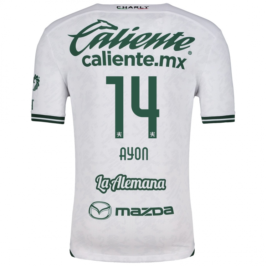 Niño Camiseta Ettson Ayón #14 Blanco Verde 2ª Equipación 2024/25 La Camisa Argentina