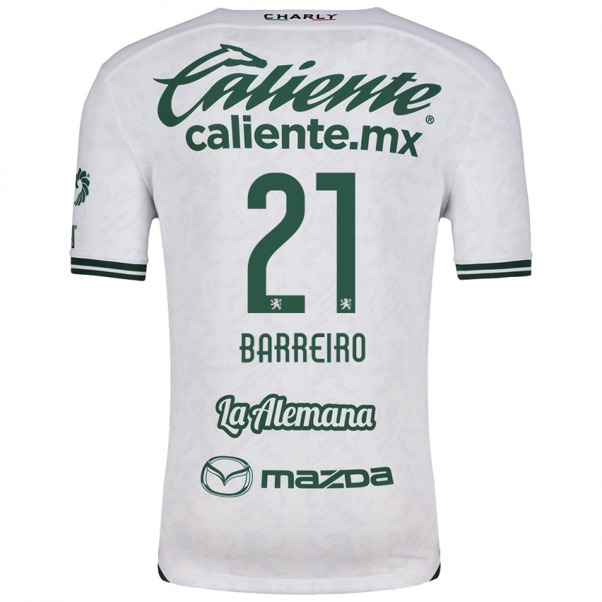 Niño Camiseta Stiven Barreiro #21 Blanco Verde 2ª Equipación 2024/25 La Camisa Argentina