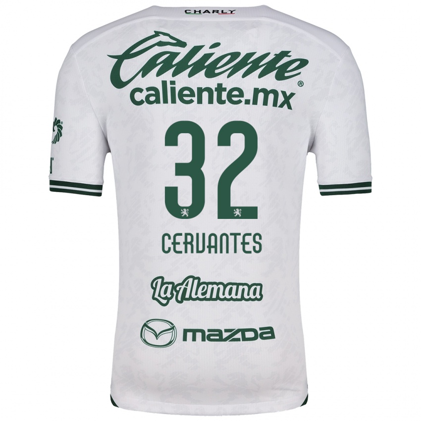 Niño Camiseta Luis Cervantes #32 Blanco Verde 2ª Equipación 2024/25 La Camisa Argentina