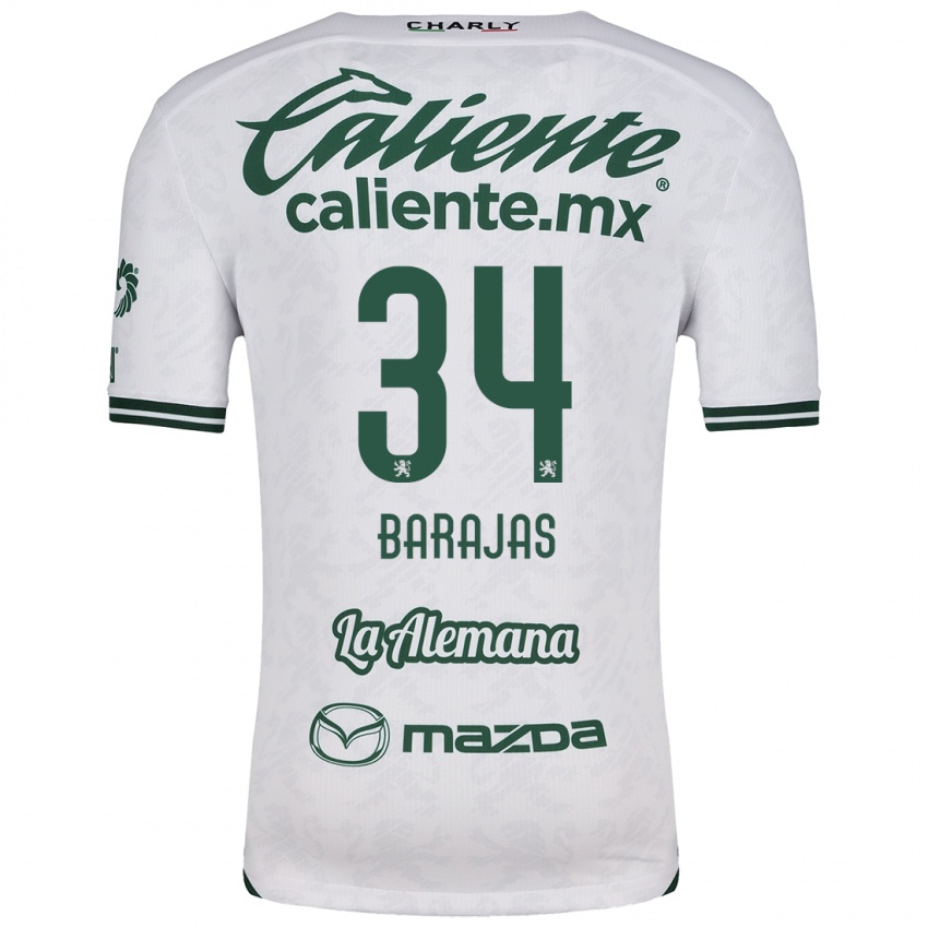 Niño Camiseta Víctor Barajas #34 Blanco Verde 2ª Equipación 2024/25 La Camisa Argentina