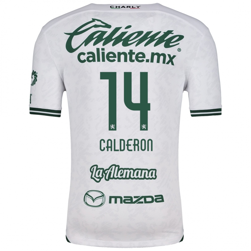 Niño Camiseta Daniela Calderón #14 Blanco Verde 2ª Equipación 2024/25 La Camisa Argentina