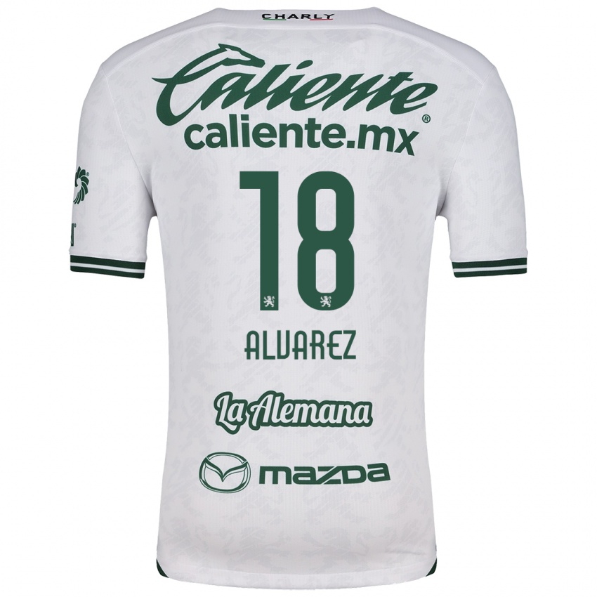 Niño Camiseta Yazmin Álvarez #18 Blanco Verde 2ª Equipación 2024/25 La Camisa Argentina