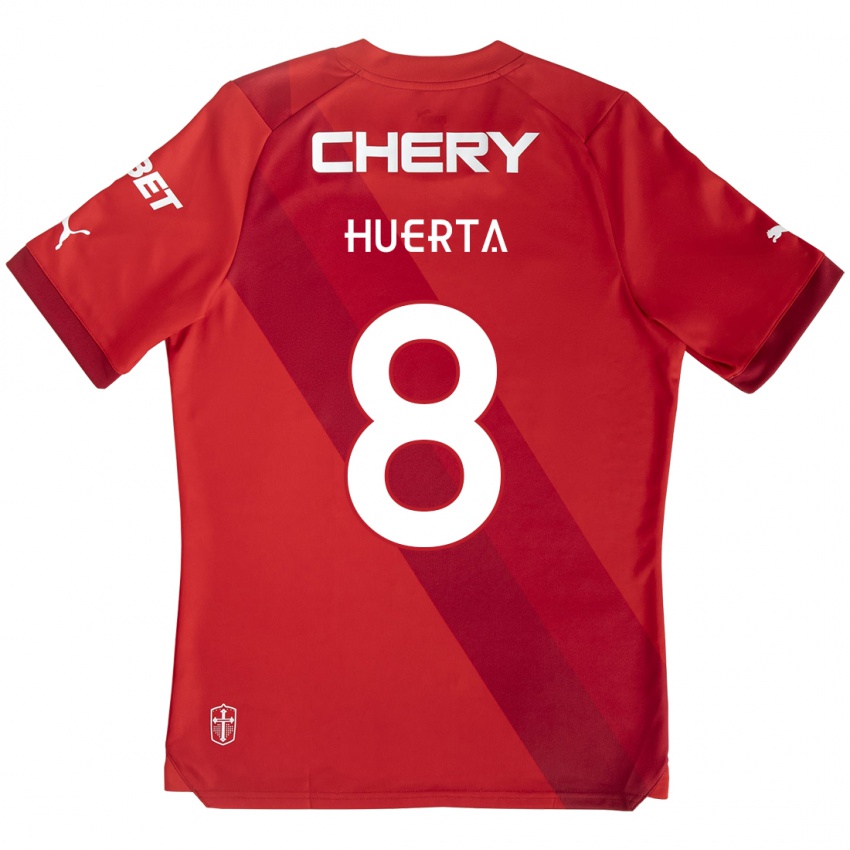 Niño Camiseta Valber Huerta #8 Rojo Blanco 2ª Equipación 2024/25 La Camisa Argentina