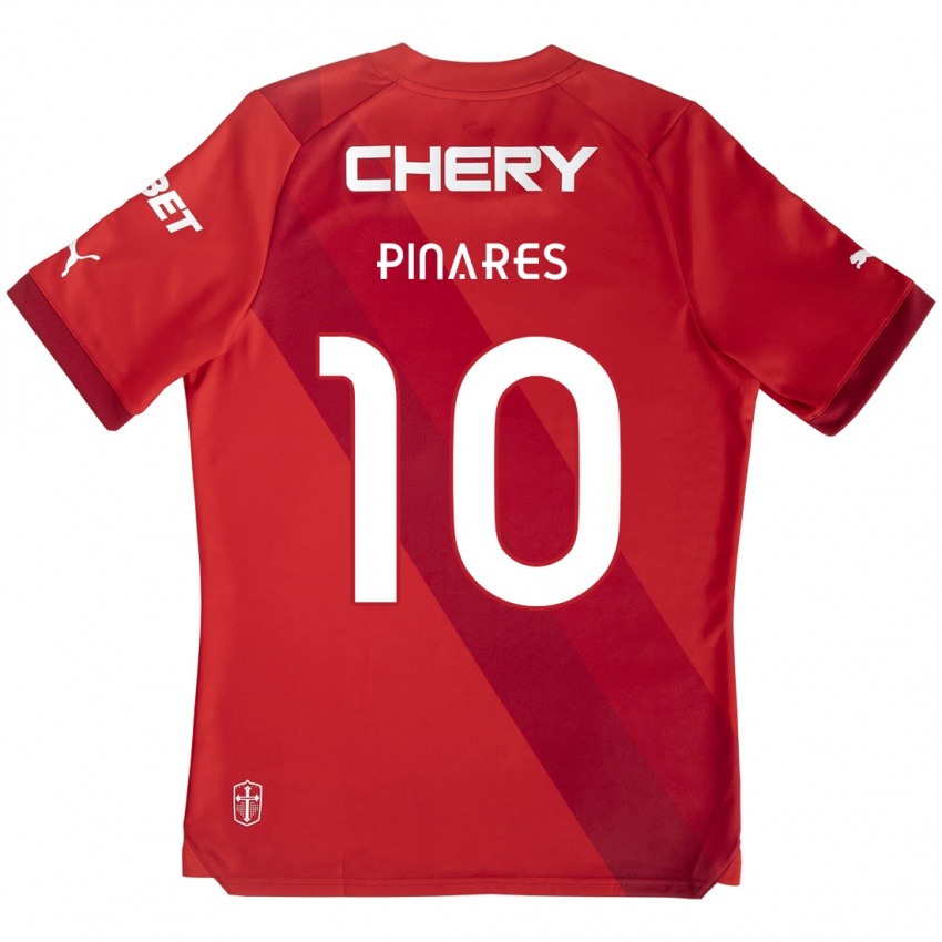 Niño Camiseta César Pinares #10 Rojo Blanco 2ª Equipación 2024/25 La Camisa Argentina