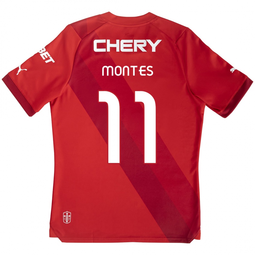 Niño Camiseta Clemente Montes #11 Rojo Blanco 2ª Equipación 2024/25 La Camisa Argentina