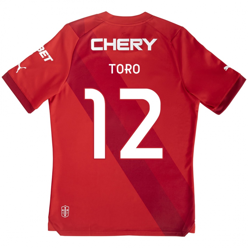 Niño Camiseta Ian Toro #12 Rojo Blanco 2ª Equipación 2024/25 La Camisa Argentina