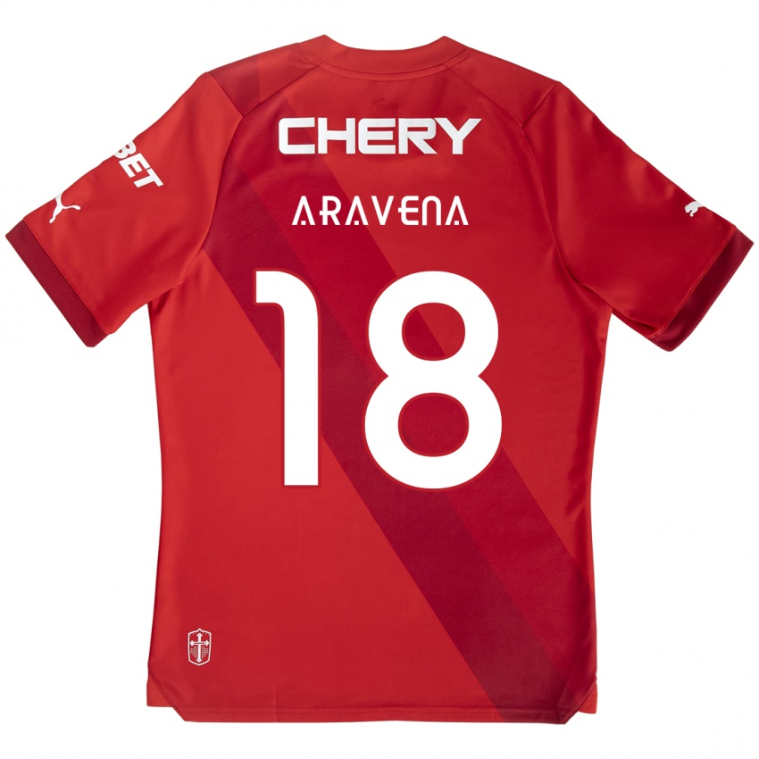 Niño Camiseta Alexander Aravena #18 Rojo Blanco 2ª Equipación 2024/25 La Camisa Argentina