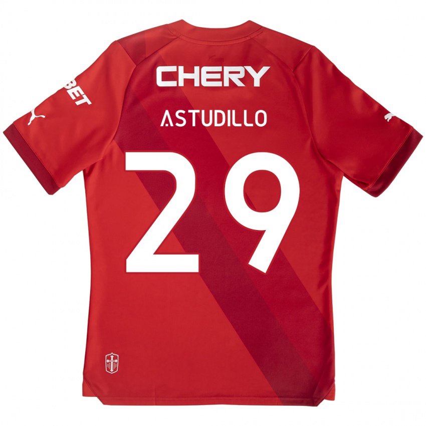 Niño Camiseta Aaron Astudillo #29 Rojo Blanco 2ª Equipación 2024/25 La Camisa Argentina