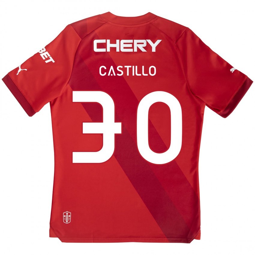 Niño Camiseta Nicolas Castillo #30 Rojo Blanco 2ª Equipación 2024/25 La Camisa Argentina