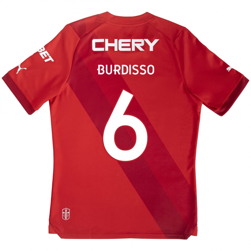 Niño Camiseta Guillermo Burdisso #6 Rojo Blanco 2ª Equipación 2024/25 La Camisa Argentina