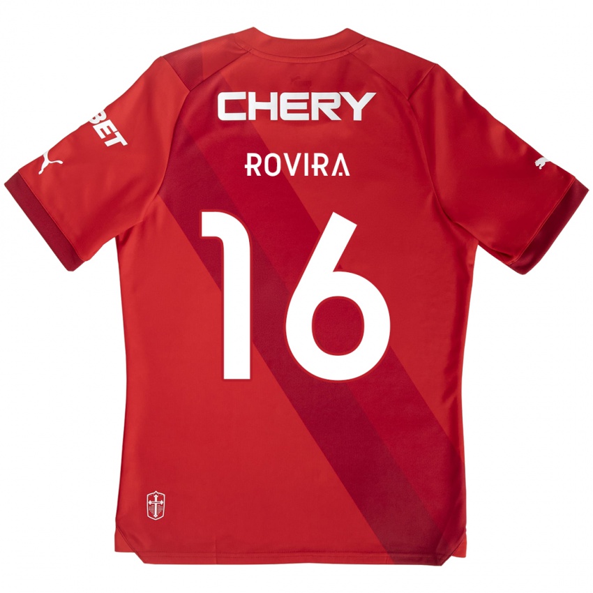 Niño Camiseta Brayan Rovira #16 Rojo Blanco 2ª Equipación 2024/25 La Camisa Argentina